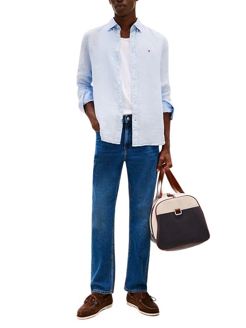 Camicia uomo celeste in lino Tommy Hilfiger | MW0MW34602C1O